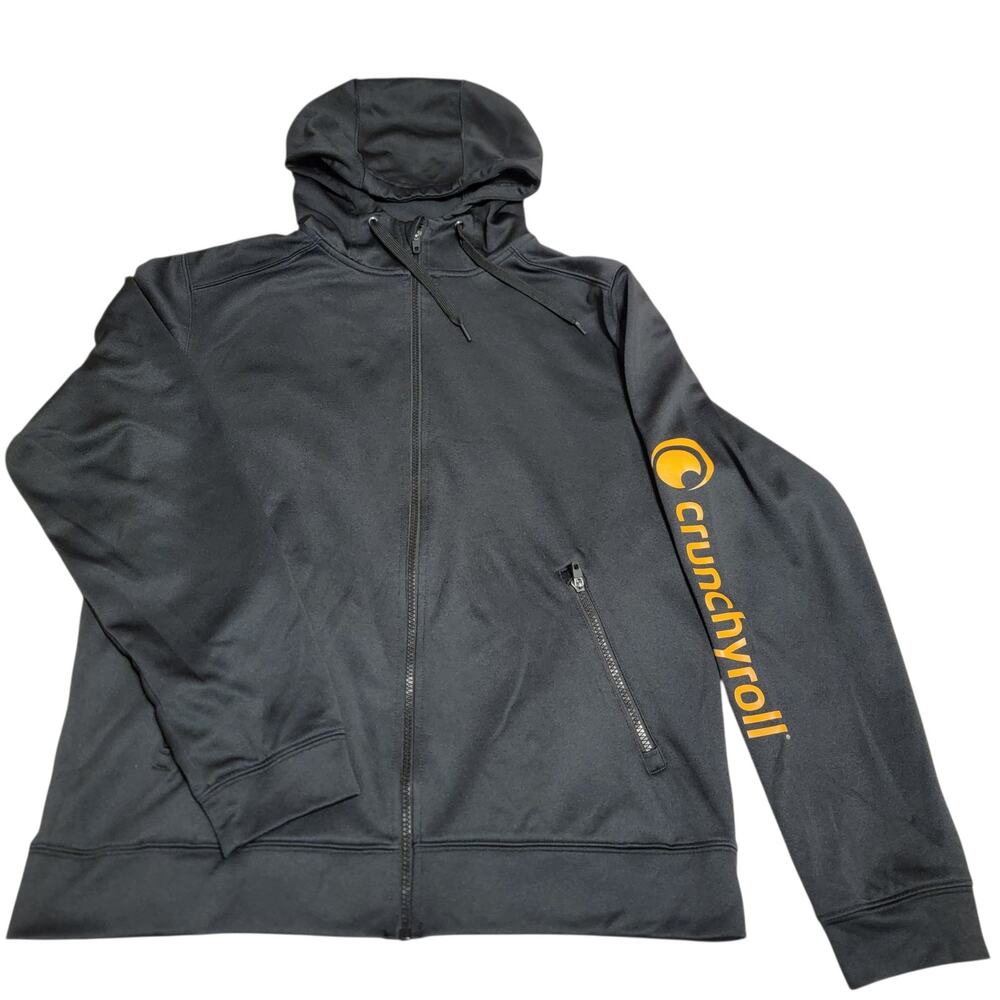 Crunchyroll Promotional Full Zip Hoodie Black Orange Logo Men's M